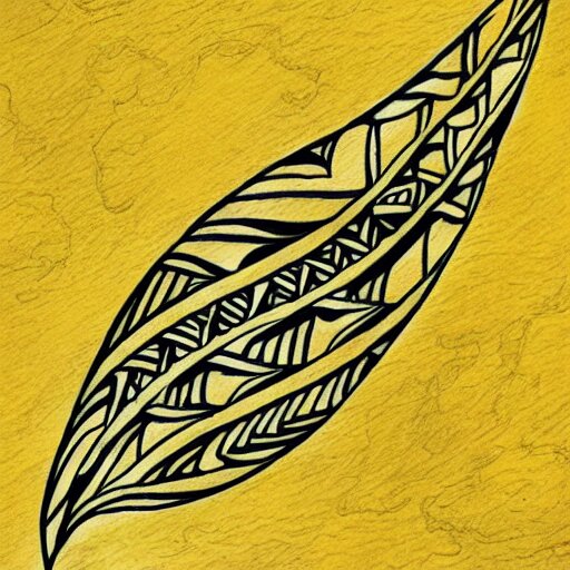 tattoo sketch of a sea, on a yellow paper, ornamentaica, line art, minimalism, maori 