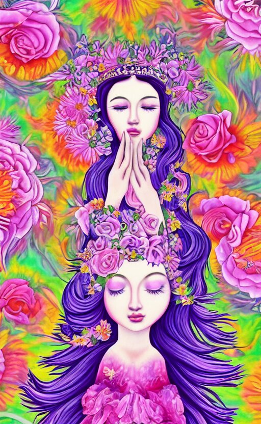 tranquil oblivion,  floral queen, artwork by artgem, art by lisa frank