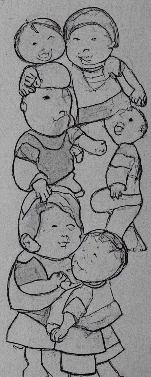 a baby's crude linedrawing of good friends 