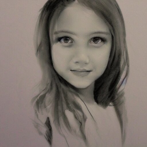 sketch painting of a portrait of a 8 year old girl 