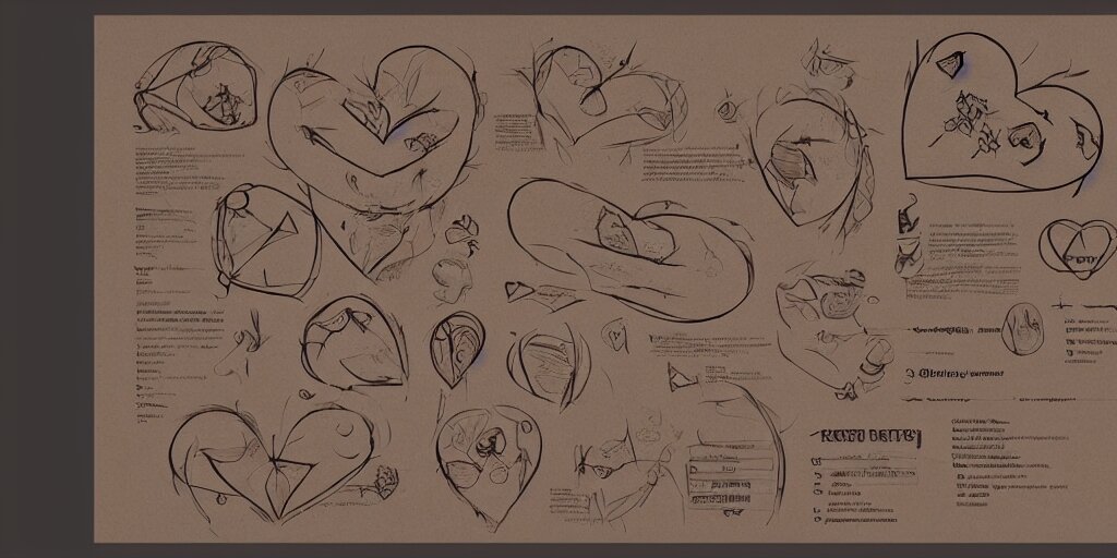 wooden heart design, character sheet, 3d render, Greg Rutkowski, Zabrocki, Karlkka, Jayison Devadas, Phuoc Quan, trending on Artstation, 8K, ultra wide angle, zenith view, pincushion lens effect