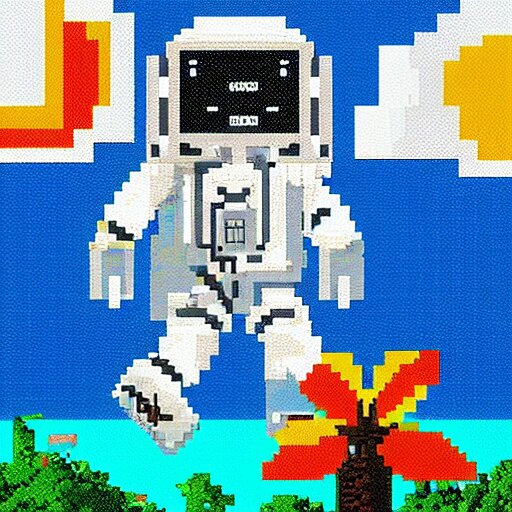 astronaut relaxing on a tropical island, pixel art, highly detailed, intricate 