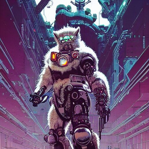 portrait of a cybernetic werewolf warrior with white fur and power armor, cyberpunk concept art by josan gonzales and moebius and enki bilal and and dan mumford and jean claude meziere and philippe druilleg 