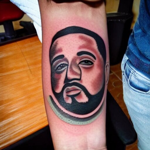 a tattoo of a dj khaled 