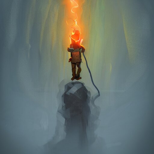 deep underground, an explorer holding up a torch finds a cursed gem. , concept art, trending on artstation 3D.