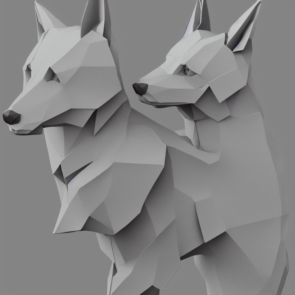 3 d rendering of japanese cardboard origami of simple shape of german shepherd, 2 d image, trending on artstation 