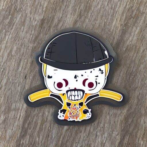 die cut sticker, tony chopper wearing a strawhat, splatter paint 