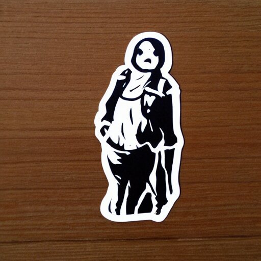 die cut sticker, molotov throwing revolutionary anarchist girl 