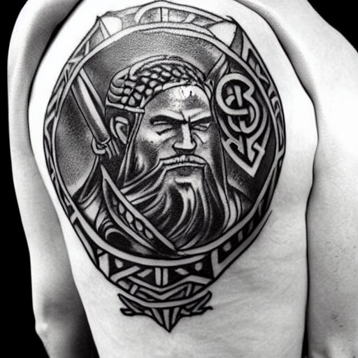 simple tattoo of a viking holding a shield by sailor jerry 