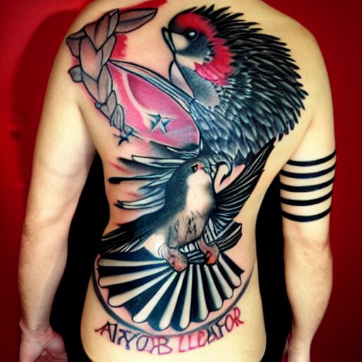 tatoo ink cyber a swallow with a black beard wearing an athletic bilbao shirt, high detailed 