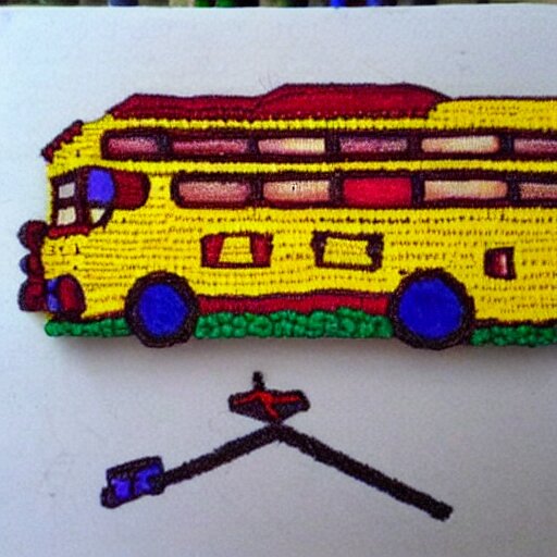 school bus made of pencils