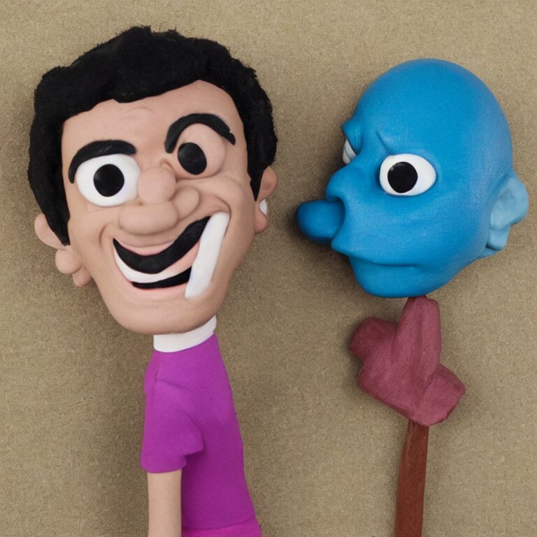 claymation character devin montes smiling cartoon head 