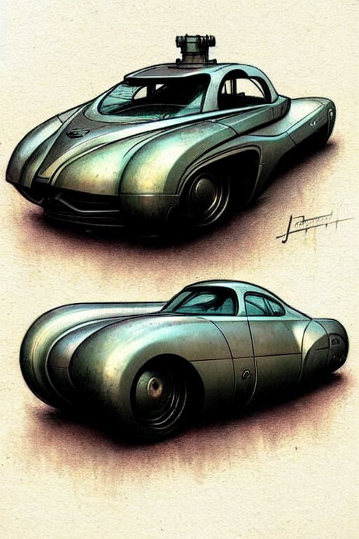 ( ( ( ( ( 1 9 5 0 retro future cyberpunk car. muted colors. ) ) ) ) ) by jean - baptiste monge!!!!!!!!!!!!!!!!!!!!!!!!!!!!!! 