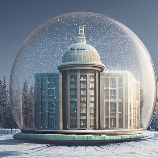 a snow globe with a soviet apartemnt building in it, a computer rendering by leandro erlich, trending on cgsociety, retrofuturism, tesseract, isometric, physically based rendering 