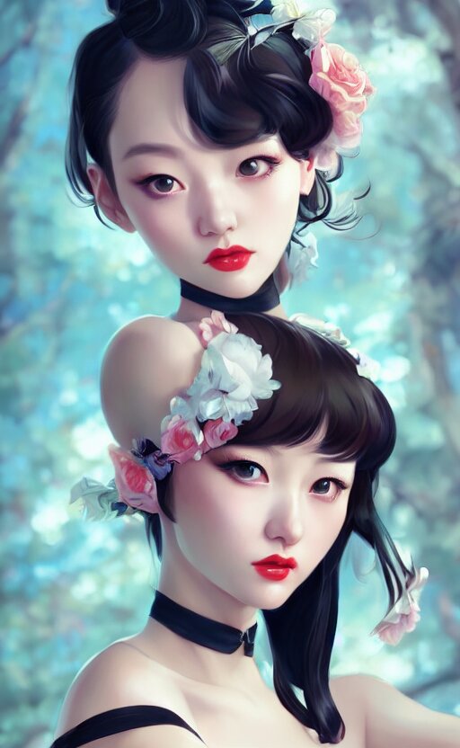 a pin up and beautiful fashion charming dreamlke korea girl with lv jewelry, character art, art by artgerm lau and kyoung hwan kim and and ilya kuvshinov and john singer sargent, hyperdetailed, 8 k realistic, symmetrical, frostbite 3 engine, cryengine, dof, trending on artstation, digital art 