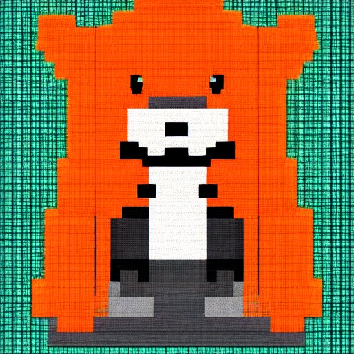 a shiba inu wearing an orange hoodie, pixel art 