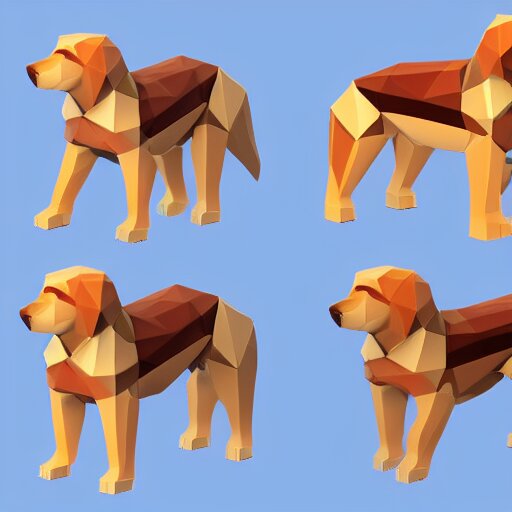 a low poly dog, isometric view, unity game asset, video game