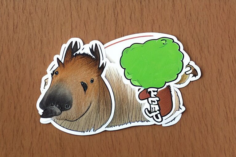 a masterpiece illustration of a funny capybara for a sticker 