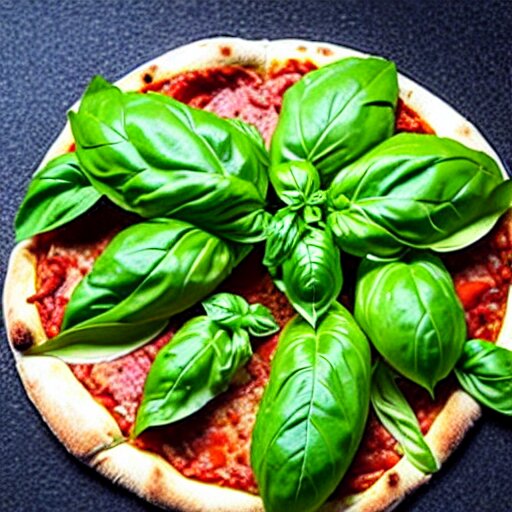 a garden of basil, shaped into the word'pizza'