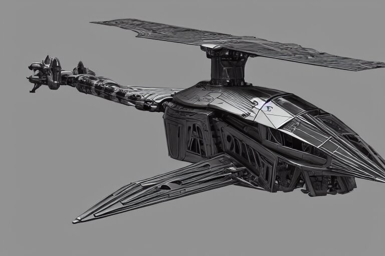 concept art of a futuristic helicopter, in gunmetal grey, extremely symmetrical, blueprint schematics, top down view, bottom view, side view, aggressive panels, mecha inspired, russian chopper, minigun turret, robotic, highly detailed, artstation, pinterest, super realistic, houdini 3 d, octane render 