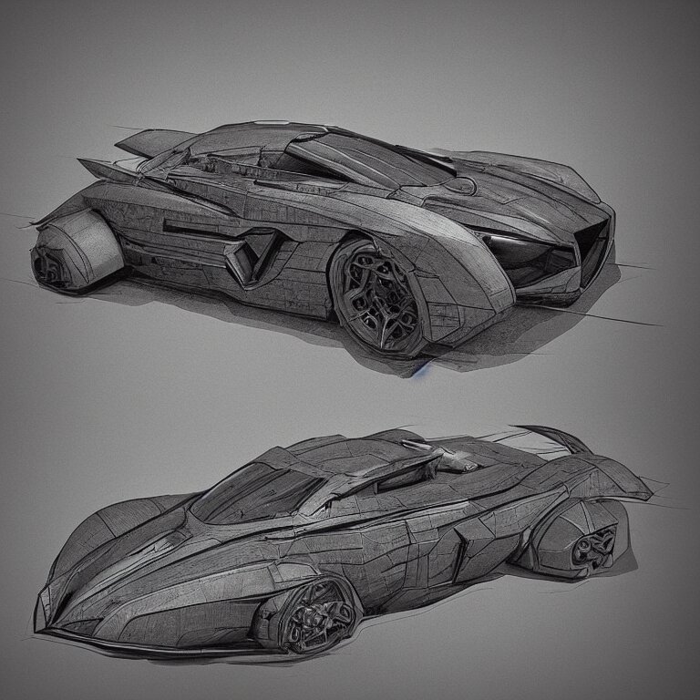 technical drawings of the batmobile as done by leonardo davinci, 8 k resolution, detailed illustration, octane render 