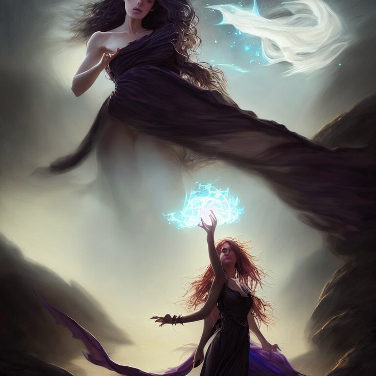 the seductive sorceress is praying!!! magic the gathering, windy hair!, gentle fantasy, cinematic volumetric light, portrait, dnd, complex, elegant, highly detailed, digital painting, artstation, concept art, smooth, clear focus, illustrations, hyperrealistic face, beautiful eyes, fantasy art, in the style of greg rutkowski, intricate, hyperdetalized, smooth 