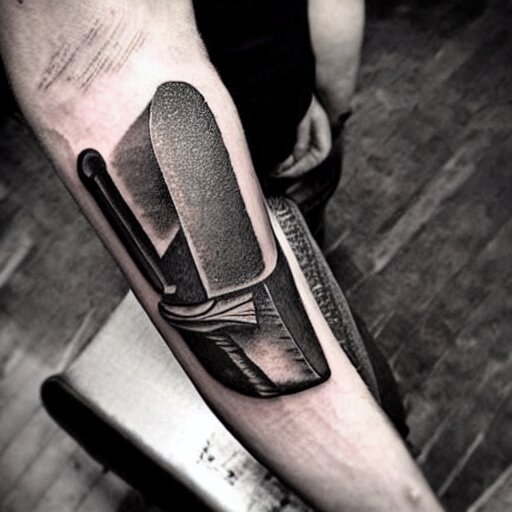 tattoo of a small hatchet axe on the forearm