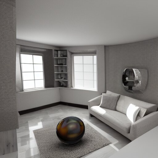 mini house inside crystal ball octane render hyperdetailed, 