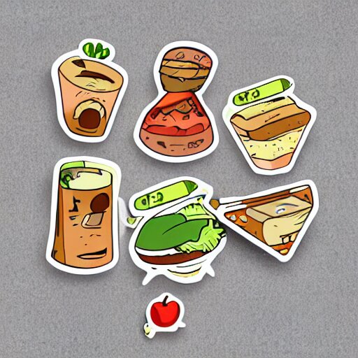 a whatsapp stickers pack of lunch time, cartoon 