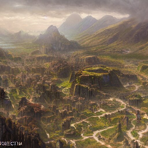 a beautiful hyper realistic detailed matte painting of a place might looks like creativity by john howe, greg rutkowski, aerial view, unreal engine, barometric projection, rectilinear, octane render, well - rendered. 