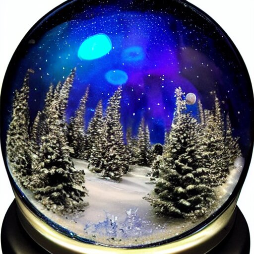 ultra real 8 k snow globe with an amazing galaxy inside 