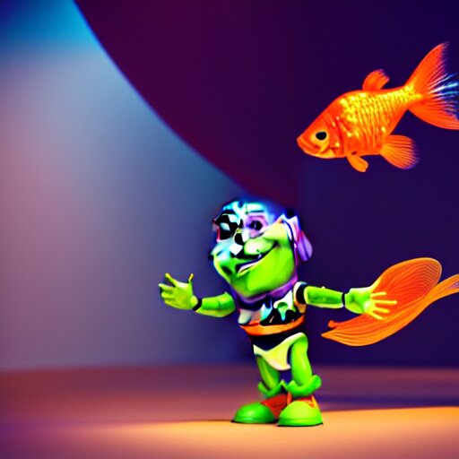 buzz light year without a head!!! with a goldfish swimming inside the visor!!! christi du toit style, octane render, artistic, vibrant colors, award winning, unreal engine, houdini render, studio light 