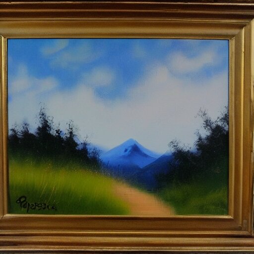 landscape, oil on canvas, by bob ross 