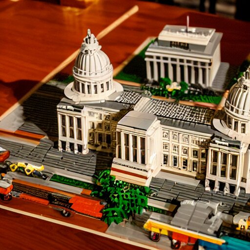 washington dc, capitol building, legos, legoset, vintage, aerial view, double - exposure, 3 d, floodlight, ray tracing reflections 