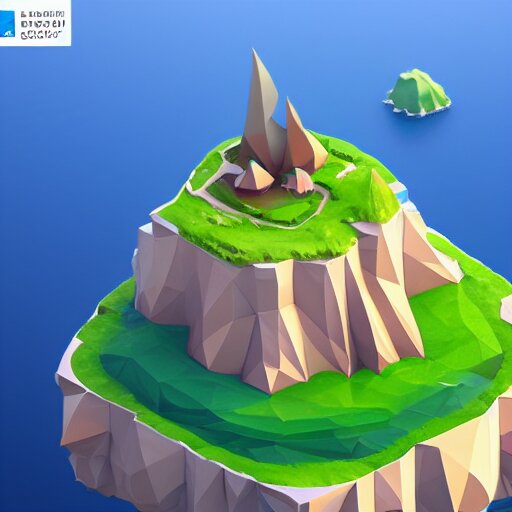 a floating island on an ocean isometric art, low poly art, game art, artstation, 3D render, cgsociety, unreal engine 5