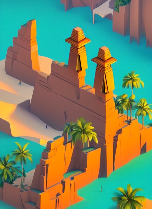 a low poly isometric render of bali in the style of monument valley, intricate, elegant, smooth shading, soft lighting, illustration, simple, solid shapes, by magali villeneuve, jeremy lipkin and michael garmash, rob rey and kentaro miura style, octane render 