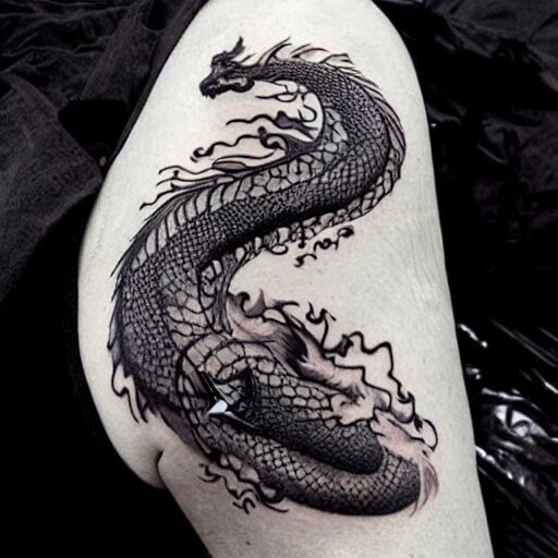 The most beautiful dragon tattoo art ever made on the human body, high detail,