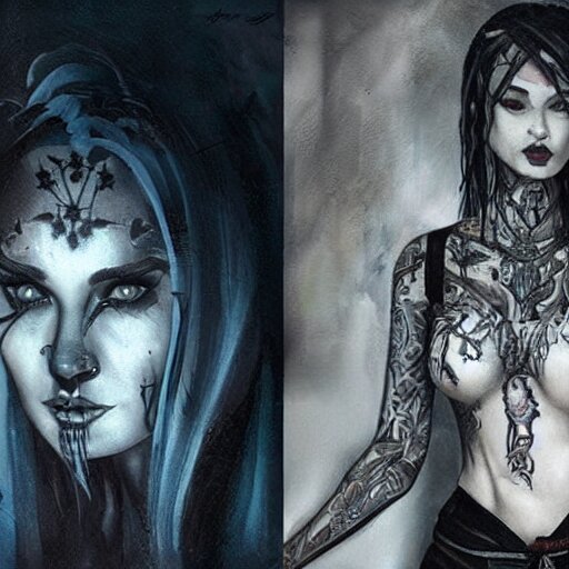 female tattoo artist in gothic tattoo studio, greg rutkowski 