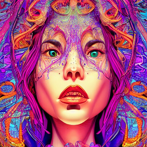 the head of a ridiculously beautiful and pretty woman partially made of onion rings of all colors looking up, an ultrafine detailed illustration by james jean, final fantasy, intricate linework, bright colors, behance contest winner, vanitas, angular, altermodern, unreal engine 5 highly rendered, global illumination, radiant light, detailed and intricate environment 