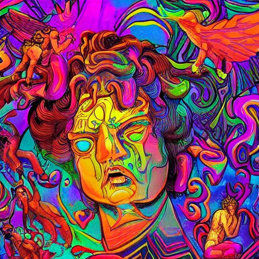 greek gods, dmt, acid, psychedelics, vibrant colours, trippy, trending on artstation by germart - n 9 