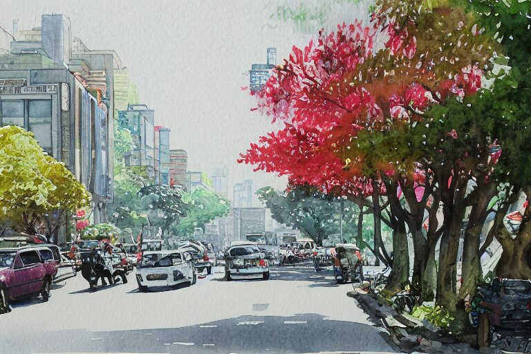 nanshan road summer watercolor trending on artstation 