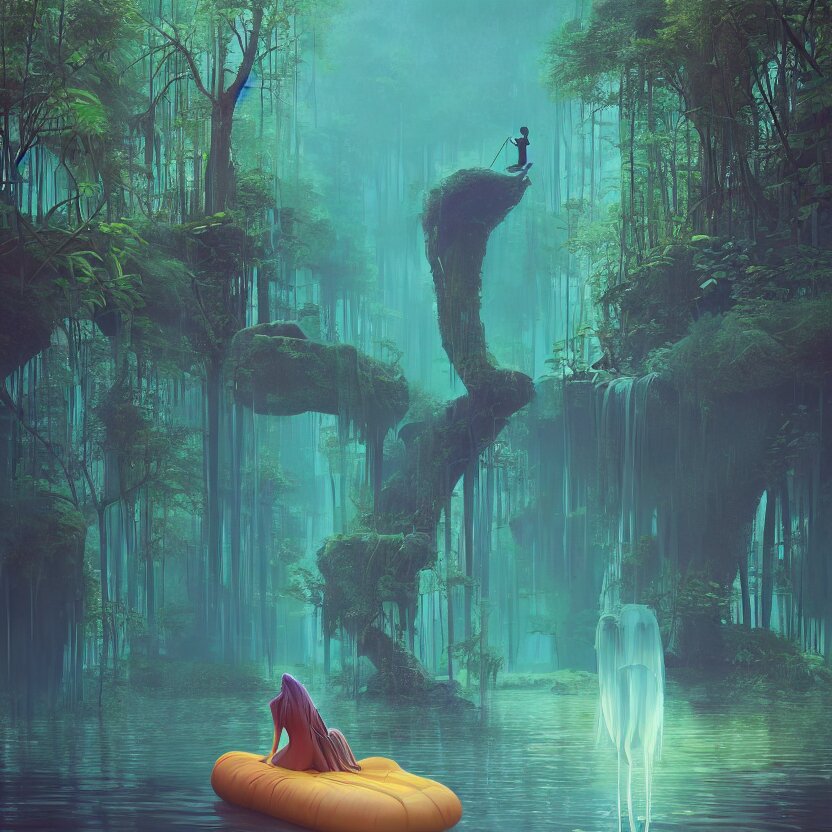 tranquil queen submerging wisdom in the ecosystem acrylic painting  by Beeple and CGSociety