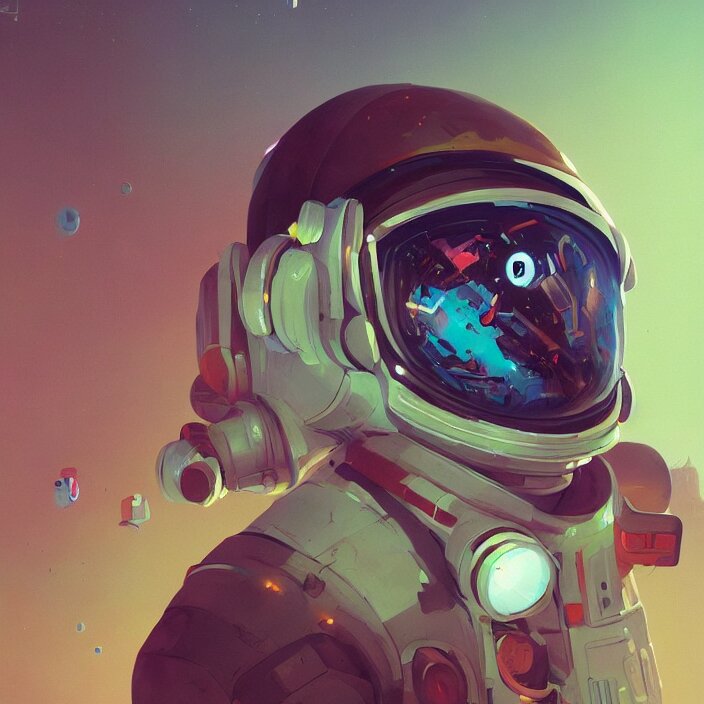 a beautiful painting of a cyberpunk astronaut by sergey kolesov and sachin teng and pascal blanche. in style of digital art. colorful comic, symmetry, hyper detailed. octane render. trending on artstation 