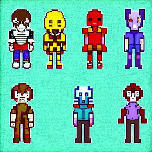 “ pixel art designs of new undertale characters. ” 