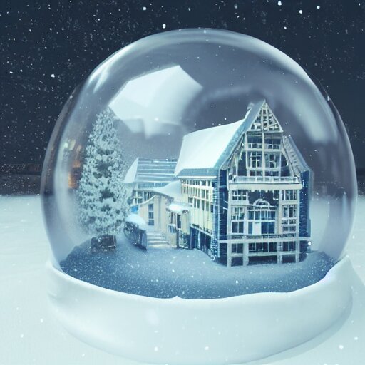 a snow globe with a building in it, a computer rendering by leandro erlich, trending on cgsociety, retrofuturism, tesseract, isometric, physically based rendering 