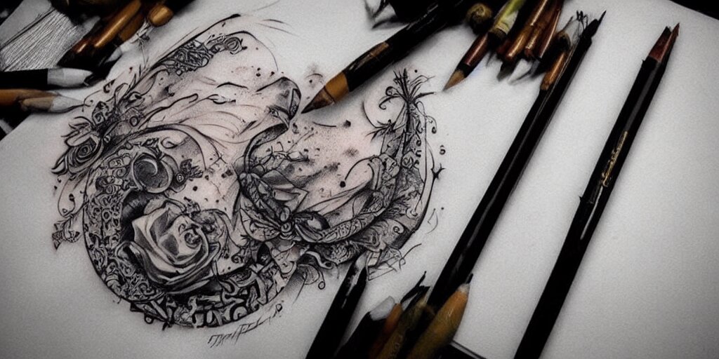 realistic tattoo designs drawn on paper, dark, golden, delicate, hyper realism, tim burton, ink, ultra realistic, 8 k 