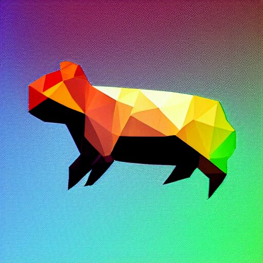 a colorful glowing low poly logo of a capybara 