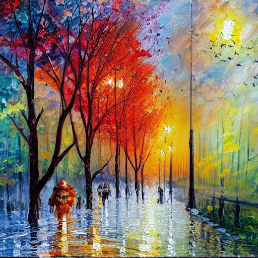 painting depicting all four season in one paintng, concept art, artstation, detailed, impressionism, oil on canvas, knife painting, messy, 