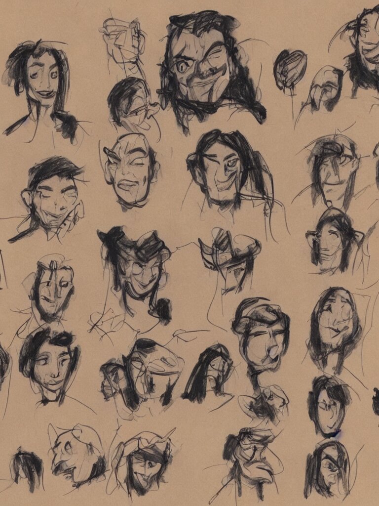 faces by disney concept artists, blunt borders, rule of thirds 