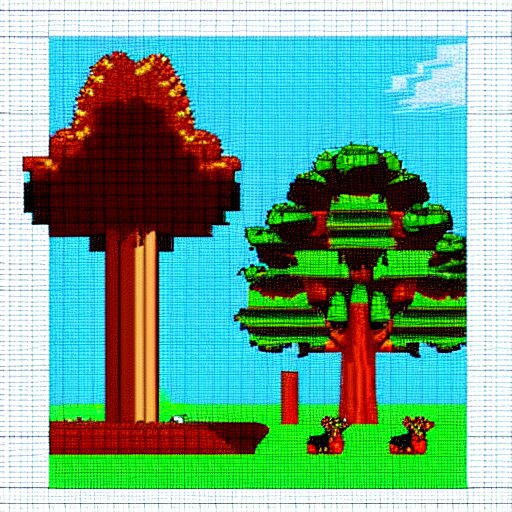 pixel art redwoods, nintendo style 